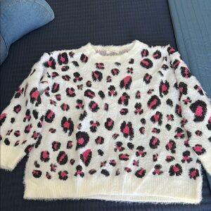 Love in White and Pink Crew Neck Sweater